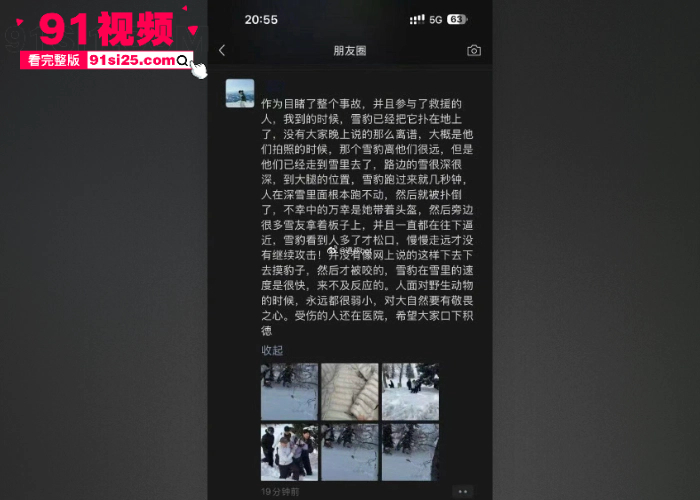 新疆可可托海突发雪豹伤人事件 女游客无视警示牌触摸猛兽 被突袭咬伤面部 血染滑雪服惨遭毁容现场视频流出 - 图11