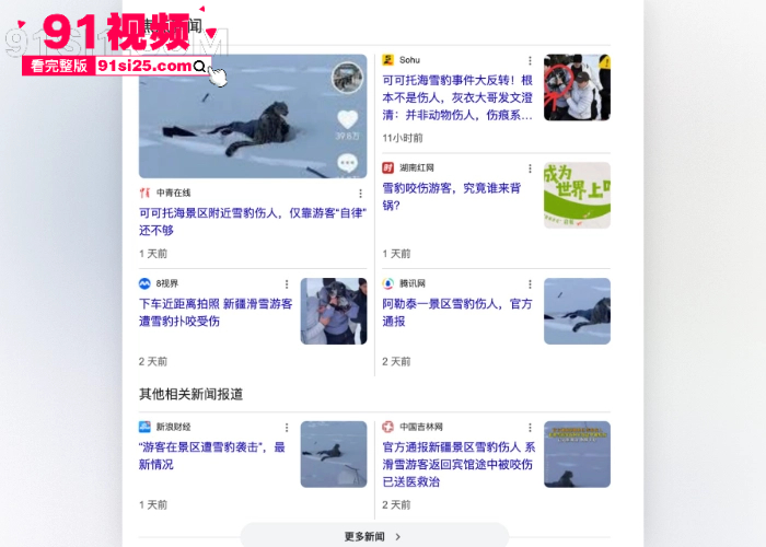 新疆可可托海突发雪豹伤人事件 女游客无视警示牌触摸猛兽 被突袭咬伤面部 血染滑雪服惨遭毁容现场视频流出 - 图12
