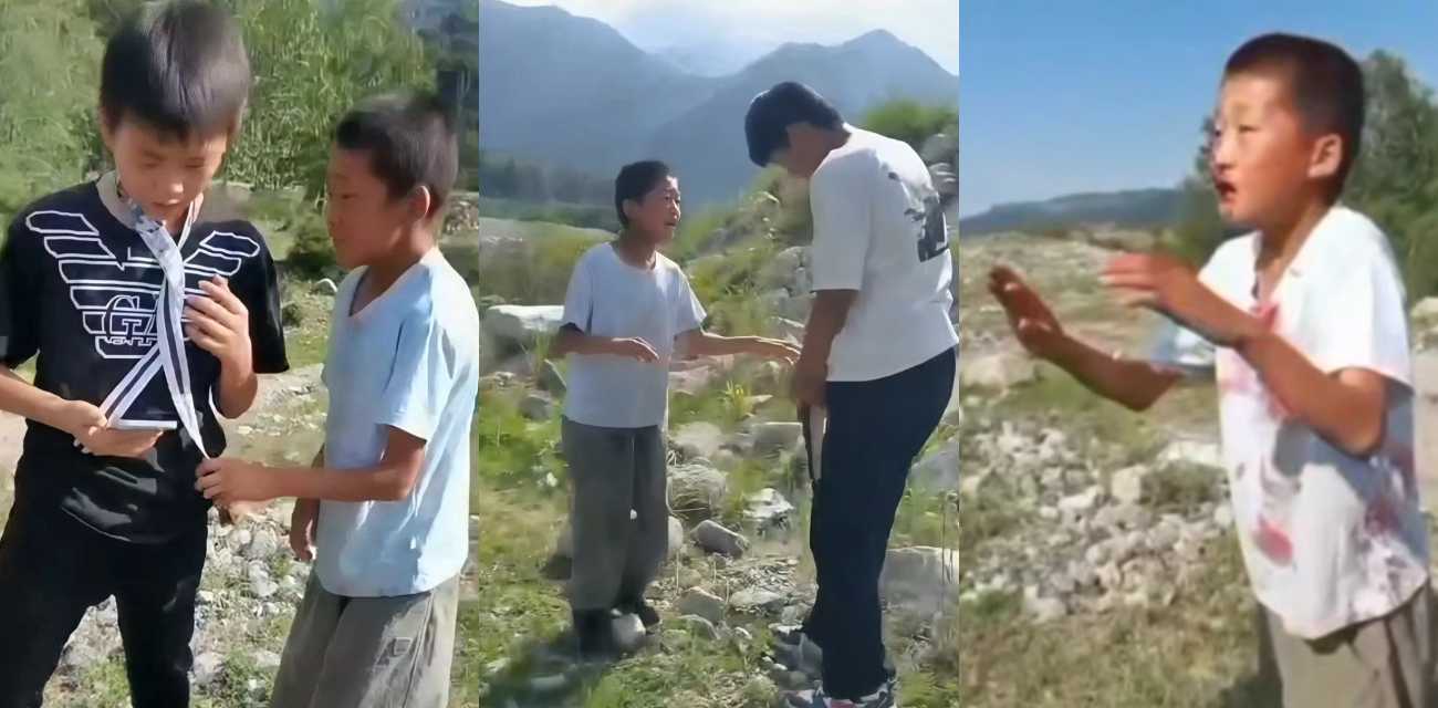 甘肃临夏回族自治州霸凌事件 两少年郊外长时间围殴瘦小男孩 一人全程录像实拍