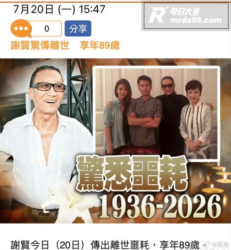 香港艺人谢贤去世 娱相关图片5