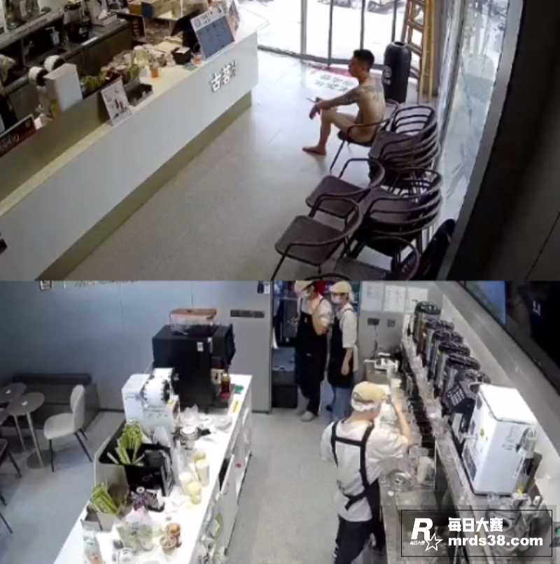 裸男持刀进入奶茶店 相关图片4