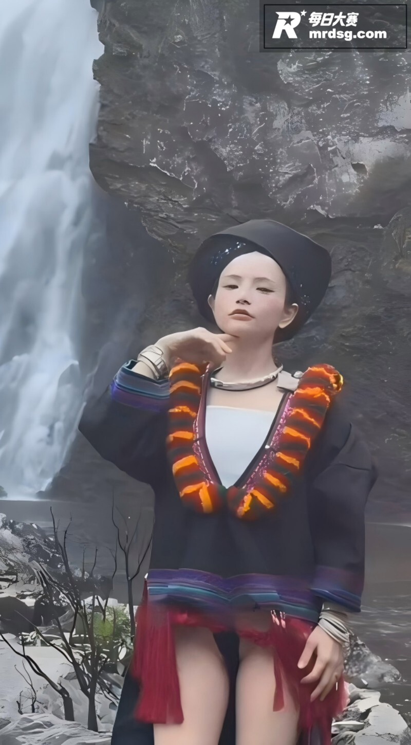 苗族女孩瀑布前只穿性相关图片7