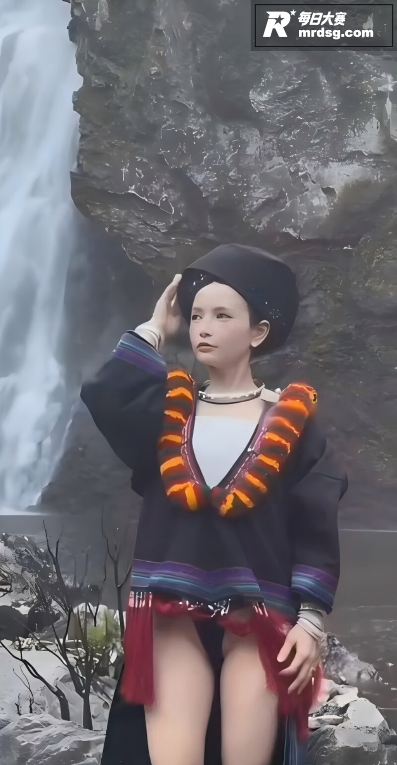 苗族女孩瀑布前只穿性相关图片8