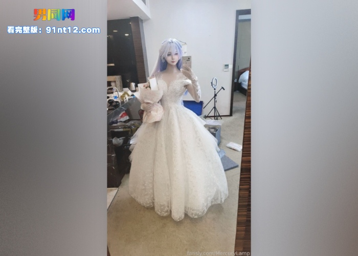 可爱男娘玩cosplay 伪娘受穿婚纱cos神里绫人被后入打桩狂操 浓精射满骚穴 画面淫靡又唯美 - 图3