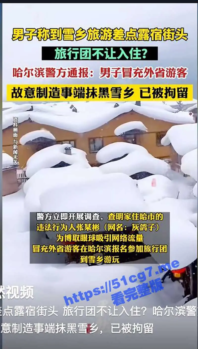 灰鸽子雪乡旅游14分钟视频 全网已下架且看且珍惜!因抹黑旅游形象已被行政拘留! 图1