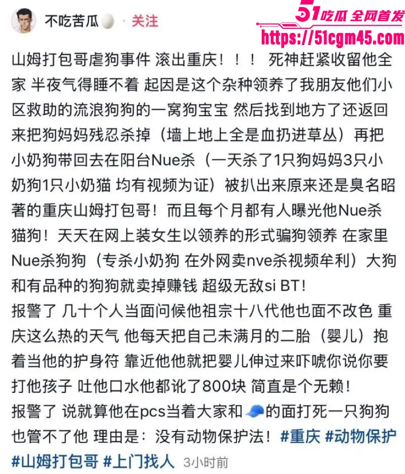 重庆山姆打包哥 李萌 领养小狗残忍虐杀致死 夫妻剪牙断尾骨折抛尸丧心病狂! 图13