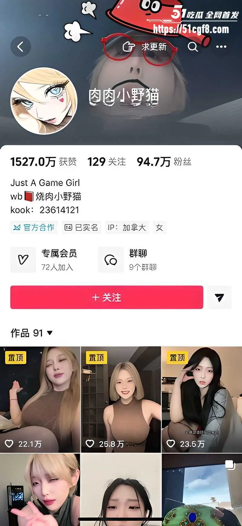 抖音百万粉网红 肉肉小野猫 情趣内衣大秀 妖娆身姿骚舞扭动 翘臀狂甩尺度拉满！ 图1