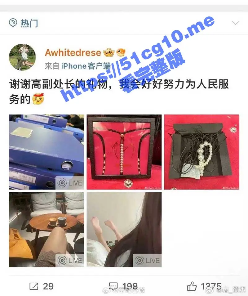 51吃瓜网独家!高副处长的礼物!神秘女生微博晒高副处长送的情趣内裤火上热搜 高处长真会玩儿 图1