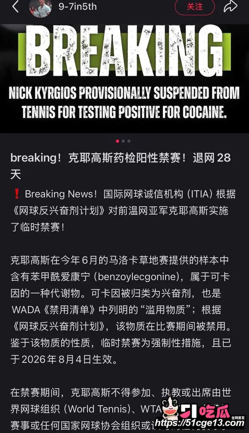欧美网球巨星 克耶高斯 药检阳性遭禁赛 曾在妓女屁眼里吸食可卡因! 图3