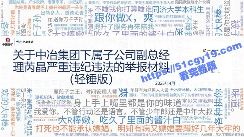 中冶集团子公司副总经理 芮晶 被举报严重违纪违法 酒店约炮视频被曝光！