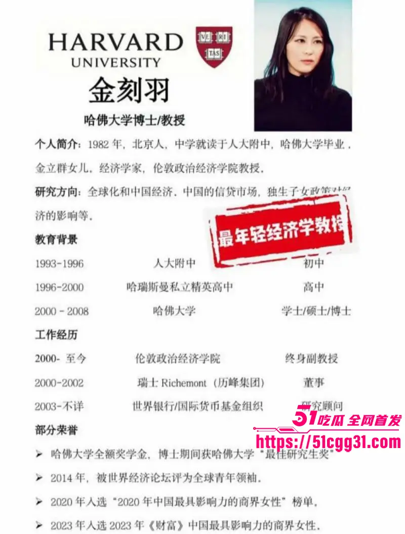 知名经济学家 金刻羽 从高知女神沦为小三 为浙商大佬余海军代孕私生子 带你深扒哈佛精英的炸裂人生！