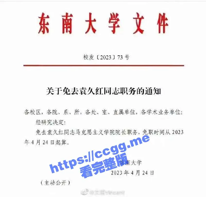 东南大学宣传部长 马克思主义学院院长 袁久红 在300多人工作群发色情照!
