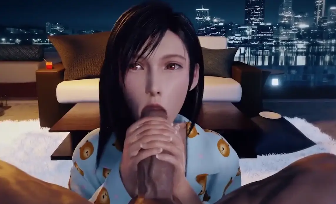 【3D】蒂法手撸大屌,被射一脸