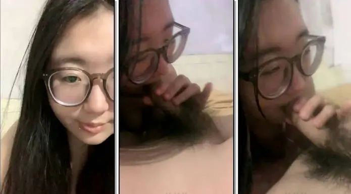 唇钉眼镜小姐姐，出租屋和男友操逼，埋头吃屌，丝袜足交，大肥臀骑乘位，主动上下套弄
