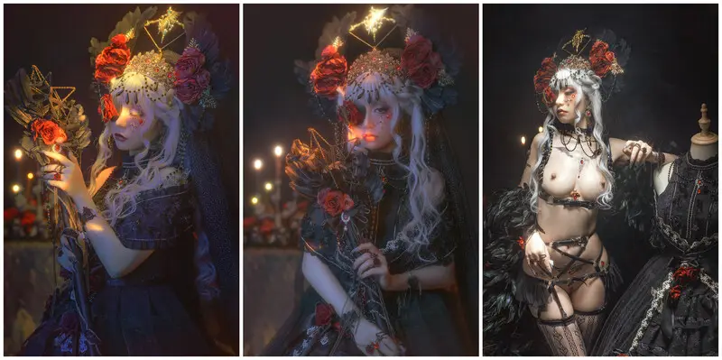 高端ACG业界女神爆机少女 喵小吉 暗黑系Cos《鸦》敏感乳头变硬耸立 饱满少女阴户诱人至极 (2)