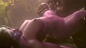 Nagoonimation 极品巨乳暗夜精灵被兽人狂操，淫穴潮喷榨汁娇喘连连