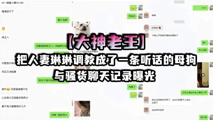 大神老王把人妻琳琳调教成了一条听话的母狗与骚货聊天.记录曝光琳琳称自己的老公是绿王八早泄3分钟不想给老公操