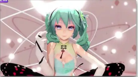 MMD!绿发极品嫩妹骚舞诱惑!淫穴被异种巨物深喉中出!