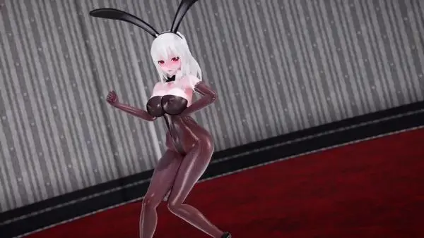 MMD白毛网袜兔女郎顶不住了