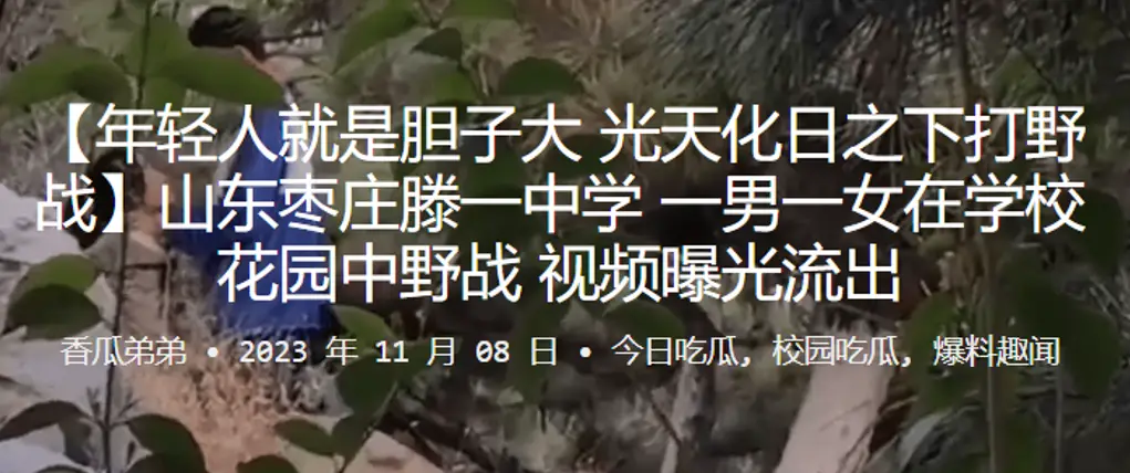 山东枣庄滕一中学一男一女在学校花园中野战视频曝光流出