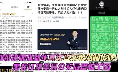 刑辩律师张新年真实查案被强制传唤！黑龙江望奎县公安局震惊全国