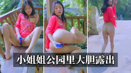 风骚小姐姐日间公园里大胆户外露出 观景亭趁着四下无人抠弄骚逼自慰 封面