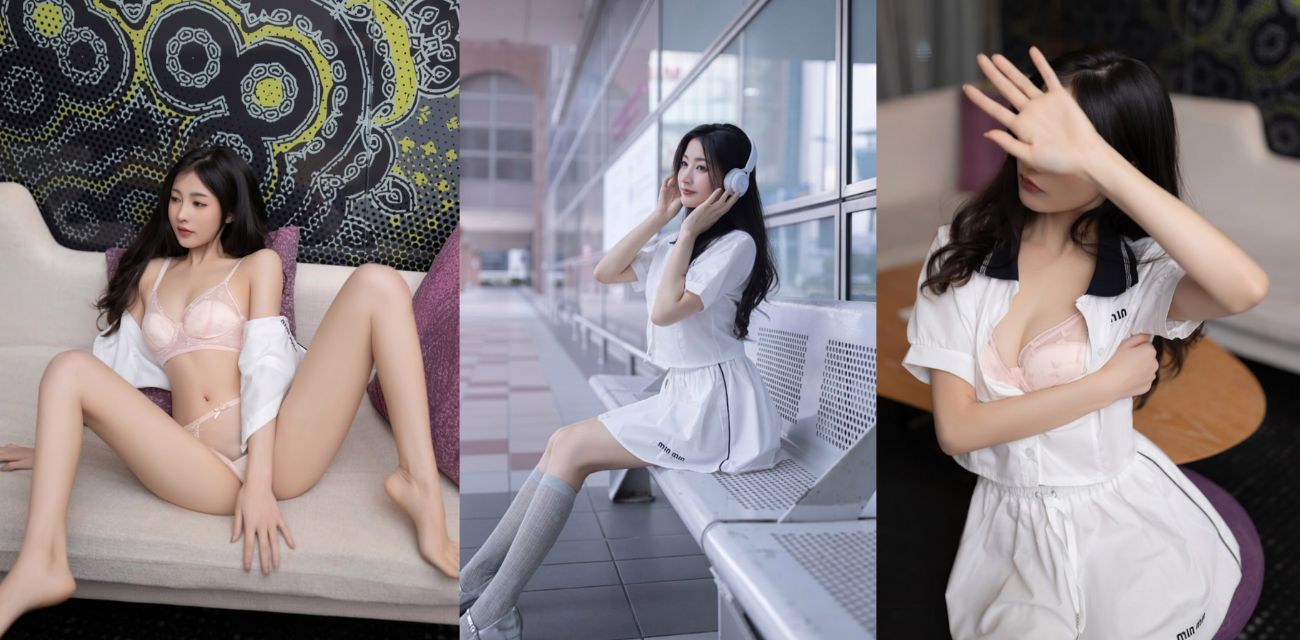 外表看着挺清纯的眼睛妹，没想到脱了衣服这么淫荡