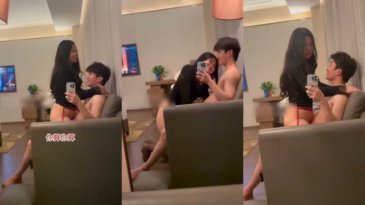 性欲超强的敏感母狗，穿着情趣内衣被疯狂内射