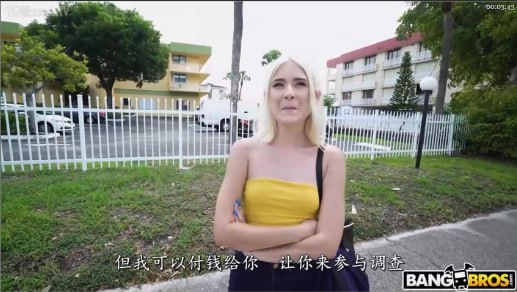 捷克街头诱惑 金发尤物车内激情口交，金钱交易的快感体验