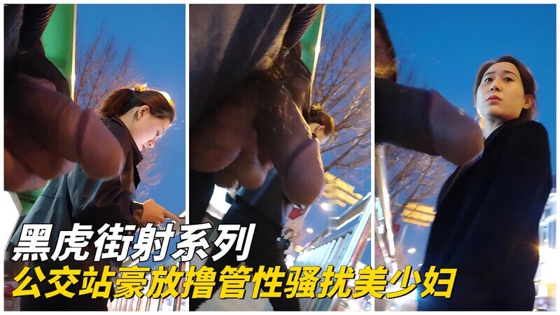 黑虎街射 公交站豪放撸管性骚扰美少妇