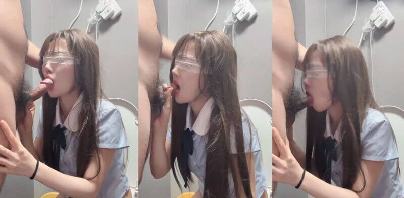 高颜值美少女厕所口交，最后口爆爽翻天
