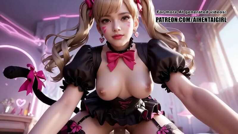 穿着黑猫皮肤的守望先锋DVa 上演性感舞蹈