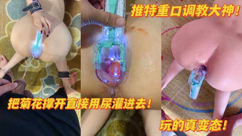重口调教！让女奴跪地撑开菊花直接对准放尿，还往里倒香瓜子，最后充气肛塞扩肛！玩的真狠！