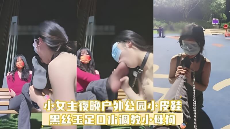 黑丝小母狗的公园夜调教 露臀跪舔精液狂欢