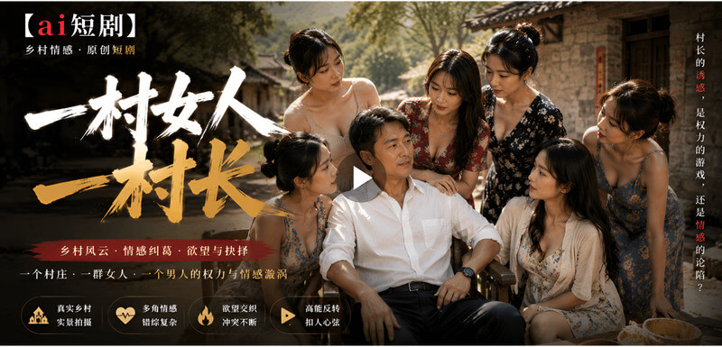 AI短剧 村长与村妇的乡村爱情故事