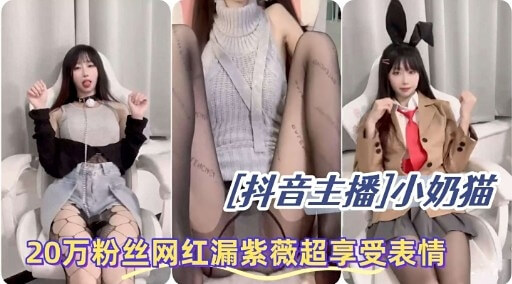 小奶猫紫薇，20万粉丝网红，性感漏乳，表情享受，欲火焚身。