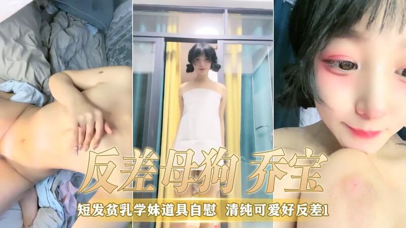 清纯可爱双马尾国产直播妹 乔宝 贫乳反差变态母狗自慰中出喷水