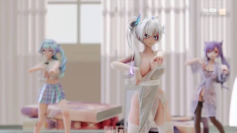 光辉初音刻晴的丝滑布料，Hurly的3D原神诱惑