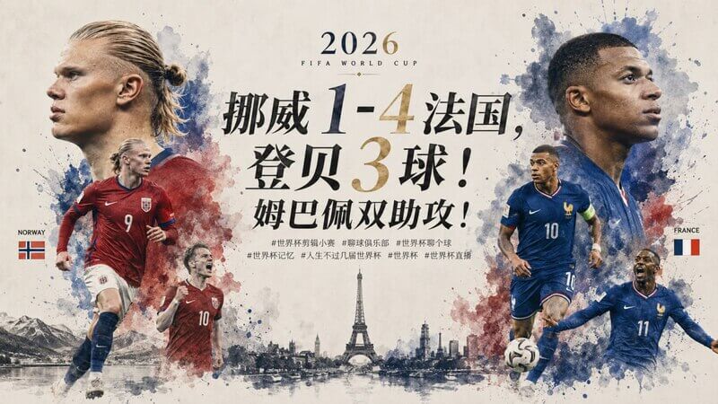挪威被法国猛干1-4 姆巴佩双助攻