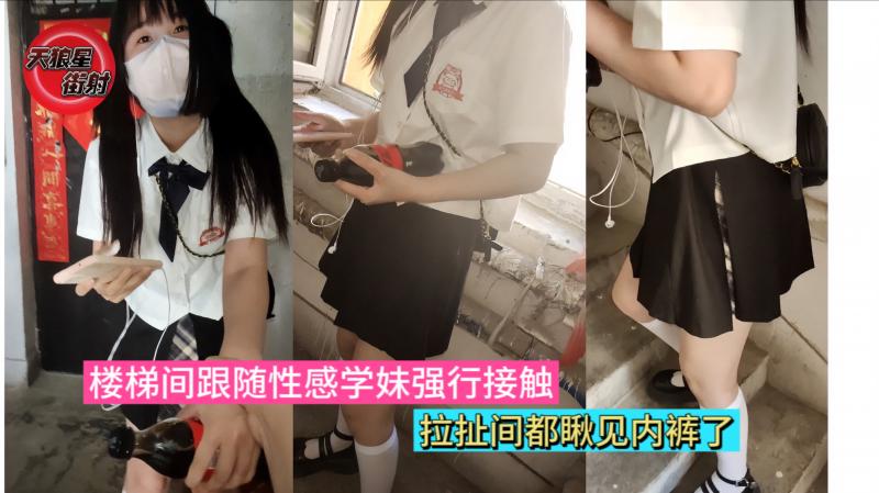 街射 楼梯间跟随性感学妹强行接触 拉扯间都瞅见内裤了