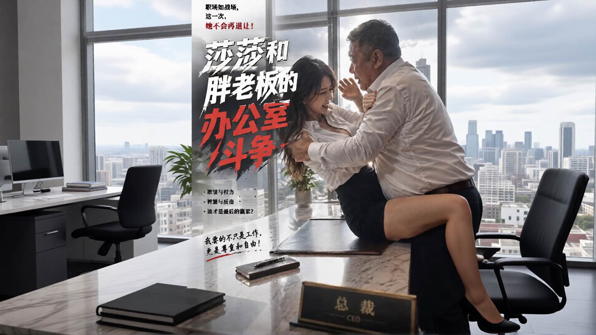莎莎和胖老板的办公室斗争EP6 极致口交肉棒被口爆满嘴精液
