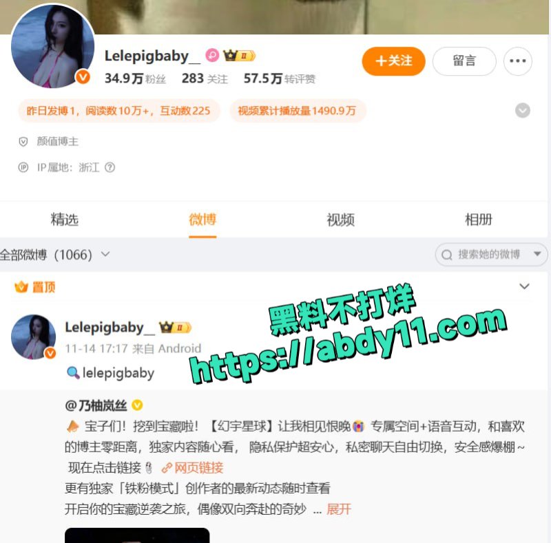 微博网红兼职顶级模特Lelepigbaby6