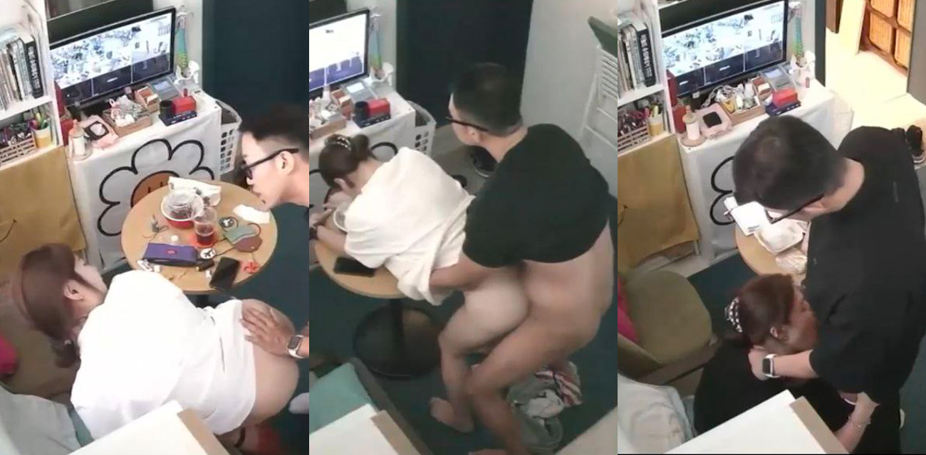 黑客破解监控摄像头 打印店老板和肥臀女员工视频啪啪 一边操还一边往窗外看有没有路人