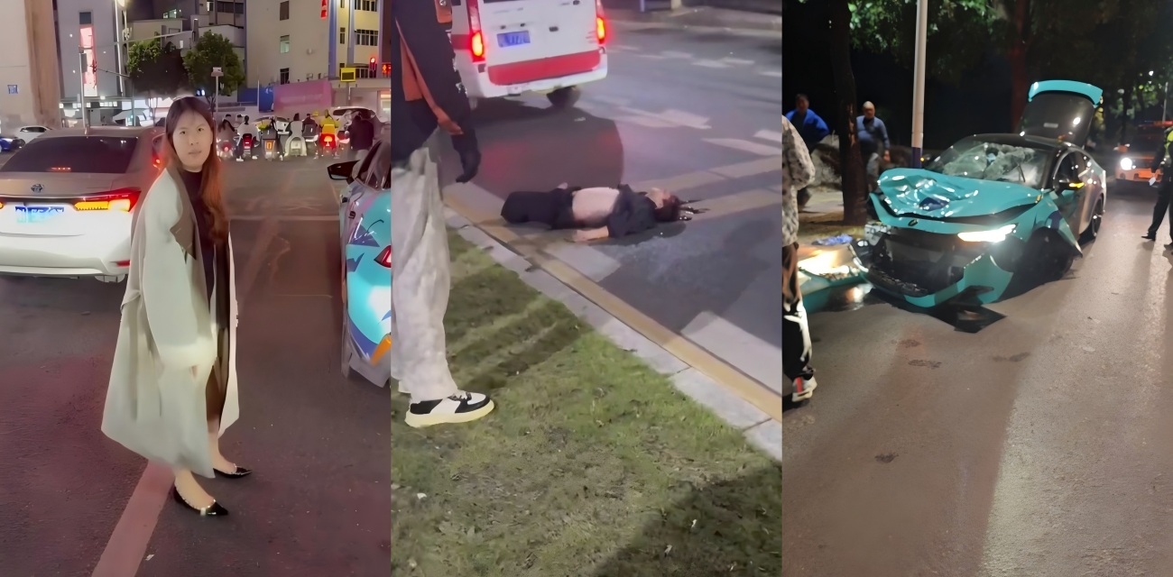 惠州女博主小姜睡不醒酒驾撞人后肇事逃逸 车轮毂直接碎裂 致一死一伤