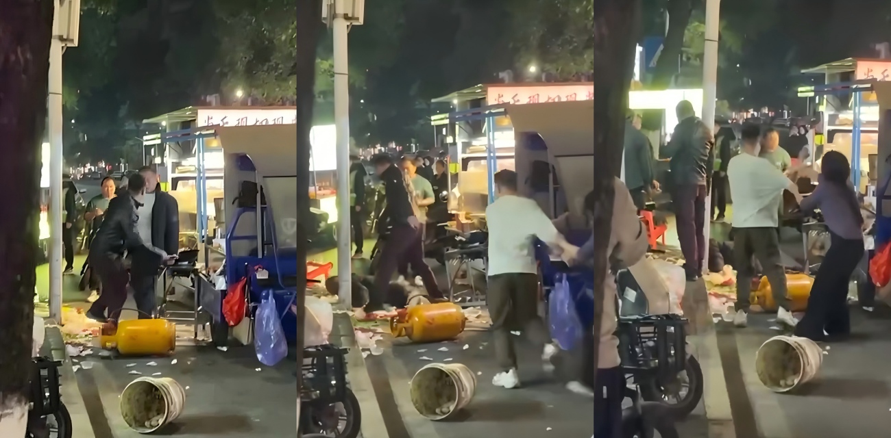 路边摊冲突升级 醉汉路边摊侮辱人妻 要求1万块陪睡言论 引发重拳暴揍