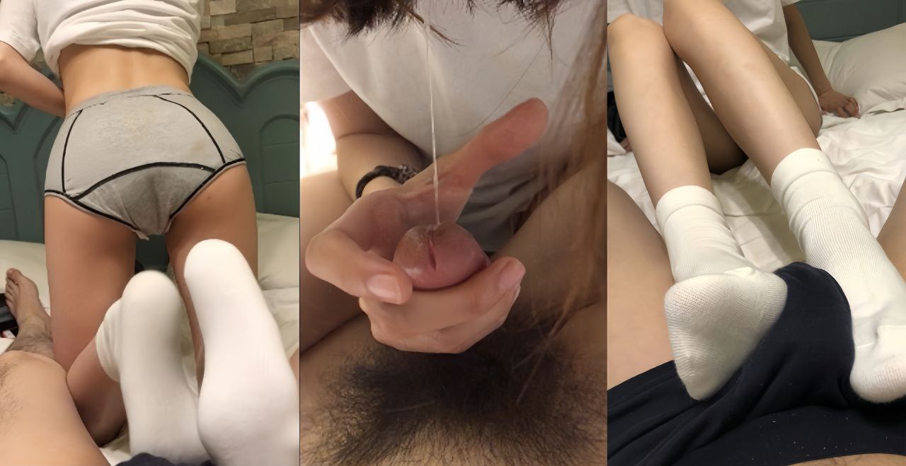 又是足控瓜友的福利，白色棉袜 足交 女生还垫着姨妈巾