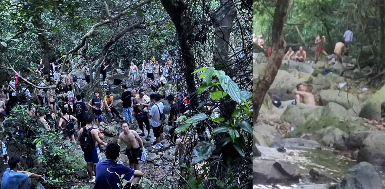 深圳老虎涧百位基佬山上开pretty 遇到帅哥就上去摸打水炮场面相当壮观！