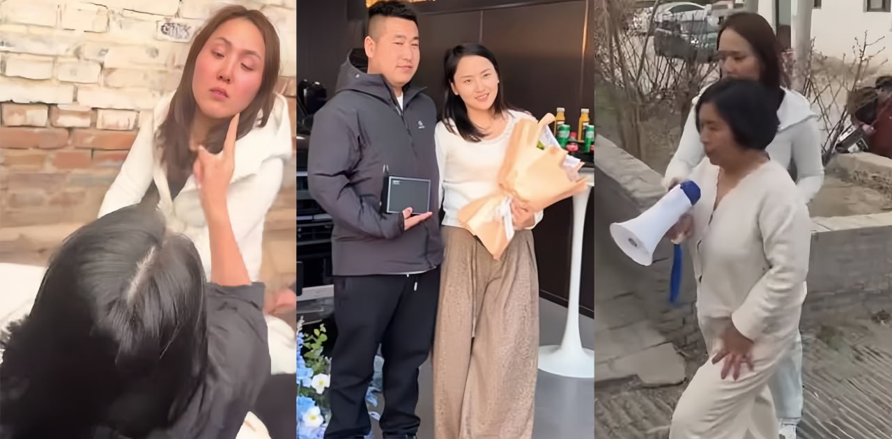 河北廊坊北陶管营村抓小三 原配薛阿芊上门被小三张明月辱骂还打电话炫耀 两拨大妈当场干架原配落败