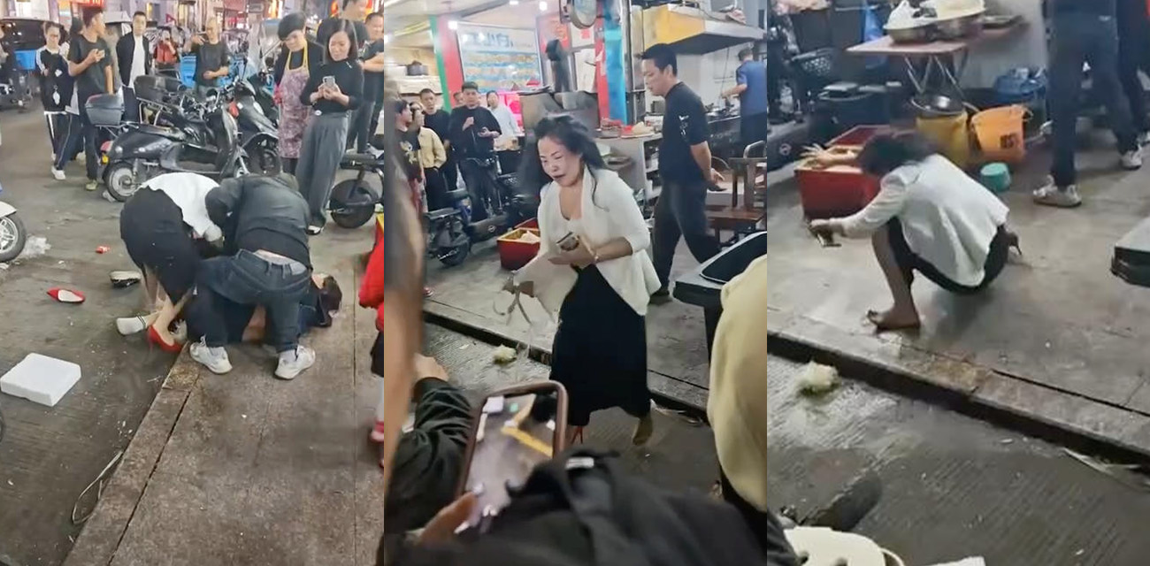 温州龙港池浦路街头抓小三视频曝光 烈焰红唇的骚货披头散发落荒而逃
