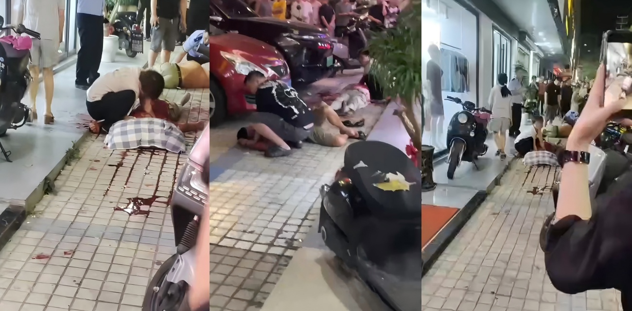 揭阳上寮电商园门口小口角变悲剧 摩托车停错地方 凶手持刀狂刺